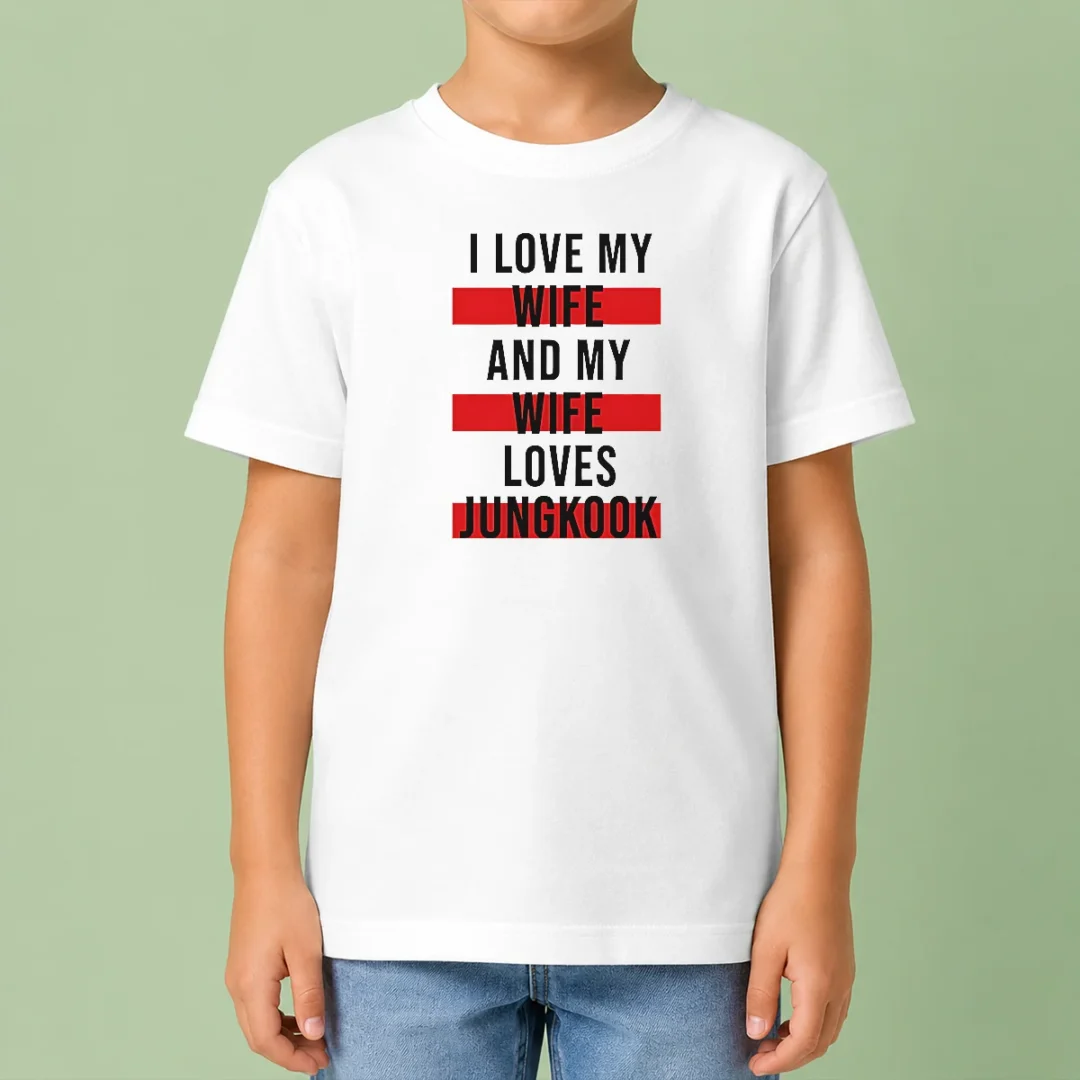 funny-awesome-i-love-my-wife-and-my-wife-loves-jungkook-kids-t-shirt Funny Awesome I Love My Wife And My Wife Loves Jungkook Kids T-Shirt