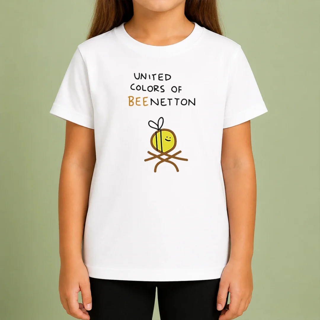 funny-awesome-united-colors-of-bee-netton-bee-logo-kids-t-shirt Funny Awesome United Colors Of Bee Netton Bee Logo Kids T-Shirt