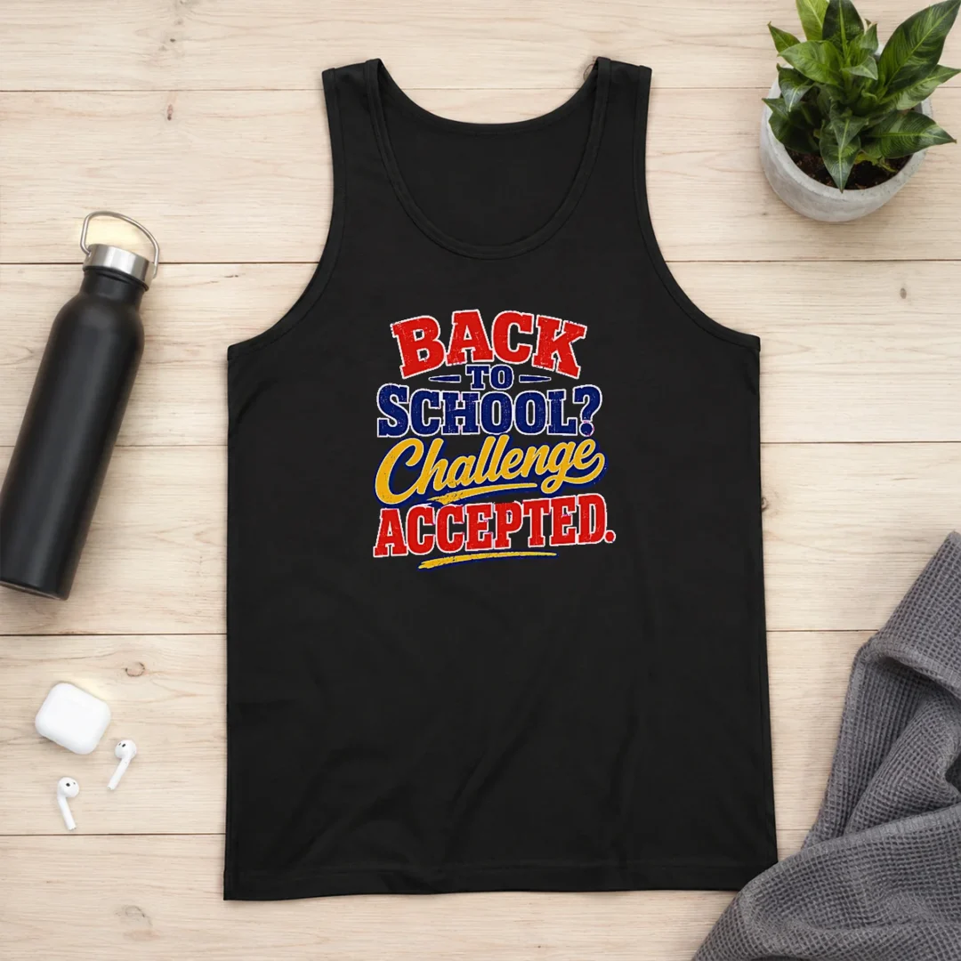 funny-back-to-school-challenge-accepted-vector-tank-top Funny Back To School Challenge Accepted Vector Tank Top