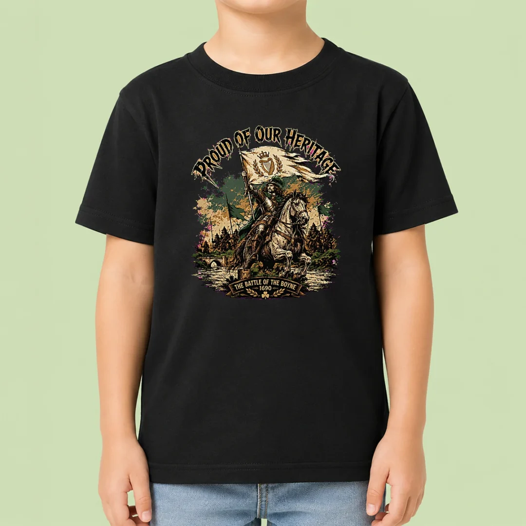 funny-battle-of-the-boyne-heritage-pride-kids-t-shirt Funny Battle Of The Boyne Heritage Pride Kids T Shirt in vibrant colors, short-sleeve cotton tee for children