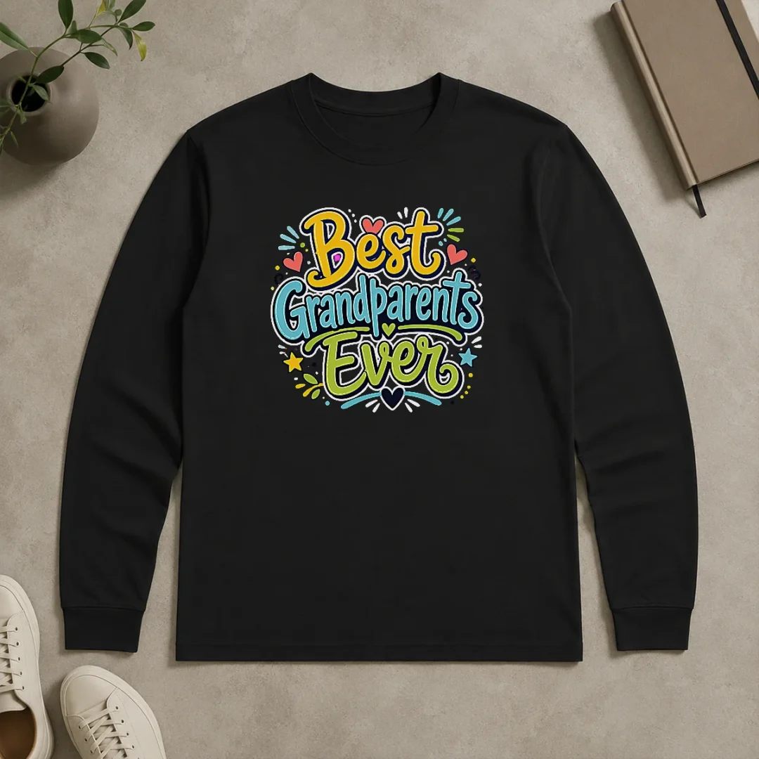 Funny Best Grandparents Ever Doodle Typography Long Sleeve Shirt Funny Best Grandparents Ever Doodle Typography Long Sleeve Shirt
