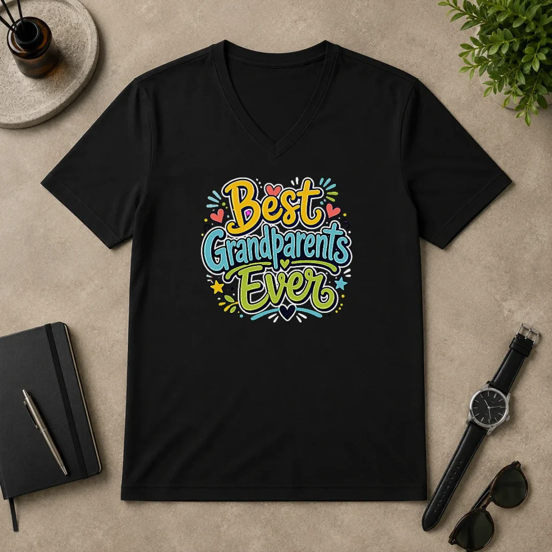 Funny Best Grandparents Ever Doodle Typography V Neck Shirt Funny Best Grandparents Ever Doodle Typography V-Neck Shirt