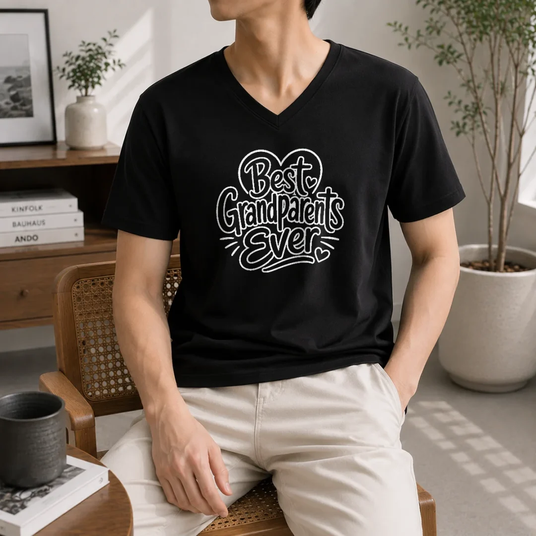funny-best-grandparents-ever-line-art-v-neck-shirt Funny Best Grandparents Ever Line Art V-Neck Shirt