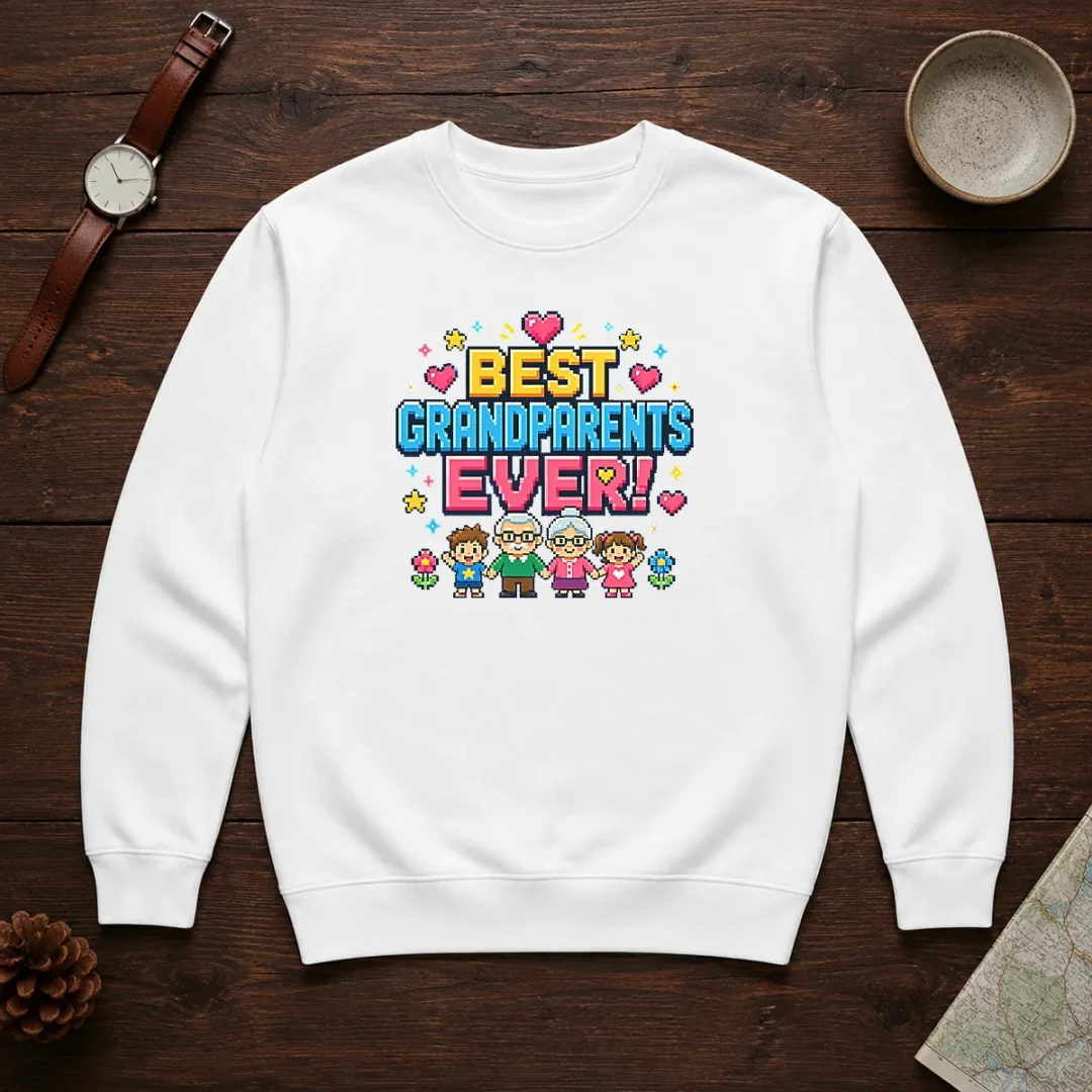 funny-best-grandparents-ever-pixel-for-family-love-sweater Funny Best Grandparents Ever Pixel For Family Love Sweater
