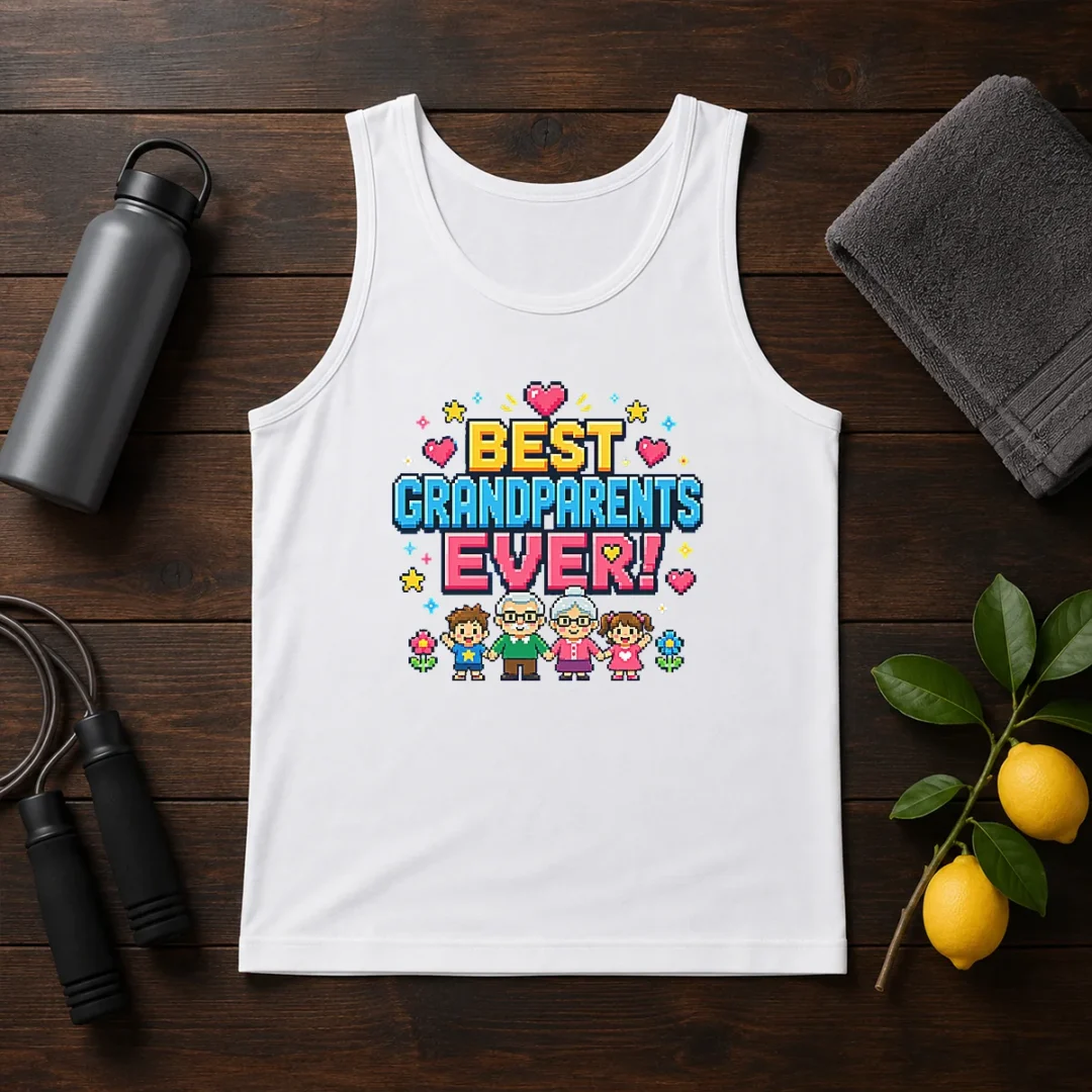 funny-best-grandparents-ever-pixel-for-family-love-tank-top Funny Best Grandparents Ever Pixel For Family Love Tank Top