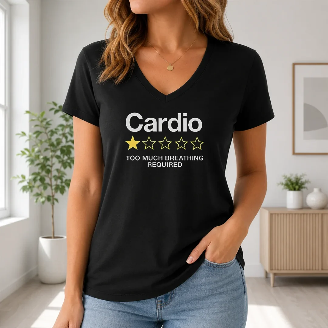 Funny Cardio 1 Star V Neck Shirt Funny Cardio 1 Star V-Neck Shirt