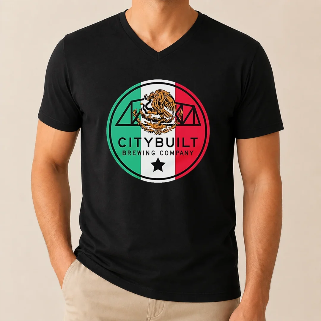 Funny Citybuilt Brewing Company Mexico Flag Eagle V Neck Shirt Funny Citybuilt Brewing Company Mexico Flag Eagle V-Neck Shirt