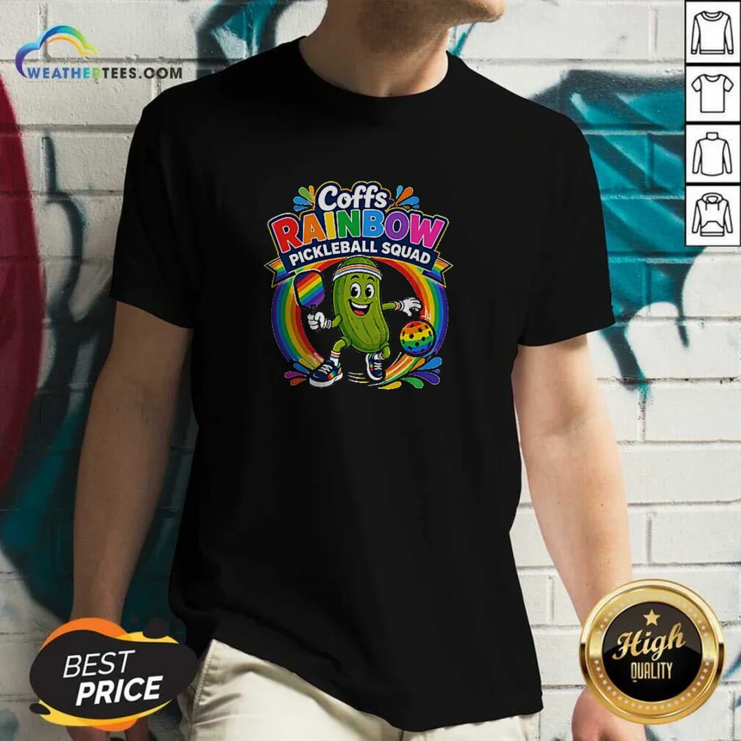 funny-coffs-rainbow-pickleball-team-fun-v-neck-shirt Funny Coffs Rainbow Pickleball Team Fun V-Neck Shirt