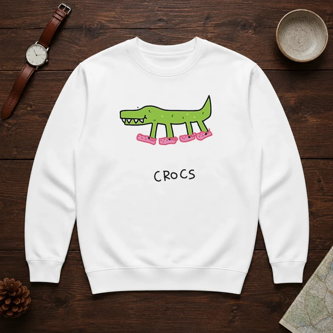 funny-crocs-crocodile-wearing-pink-shoes-drawing-sweater Funny Crocs Crocodile Wearing Pink Shoes Drawing Sweater
