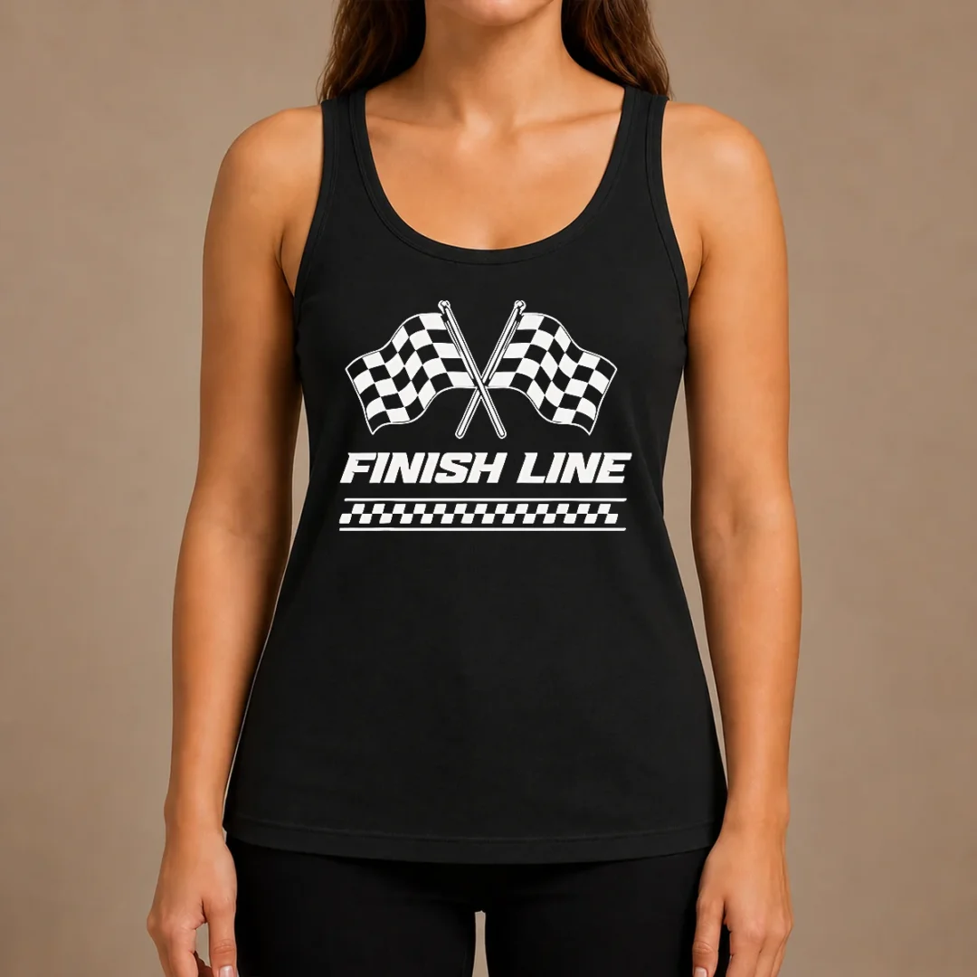 funny-crossed-checkered-racing-flags-crossing-above-bold-finish-line-banner-tank-top Funny Crossed Checkered Racing Flags Crossing Above Bold Finish Line Banner Tank Top