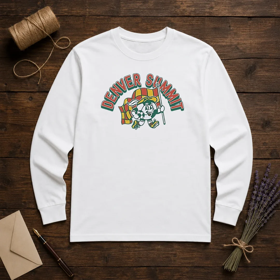 funny-denver-summit-mascot-soccer-ball-character-long-sleeve-shirt Funny Denver Summit Mascot Soccer Ball Character Long Sleeve Shirt
