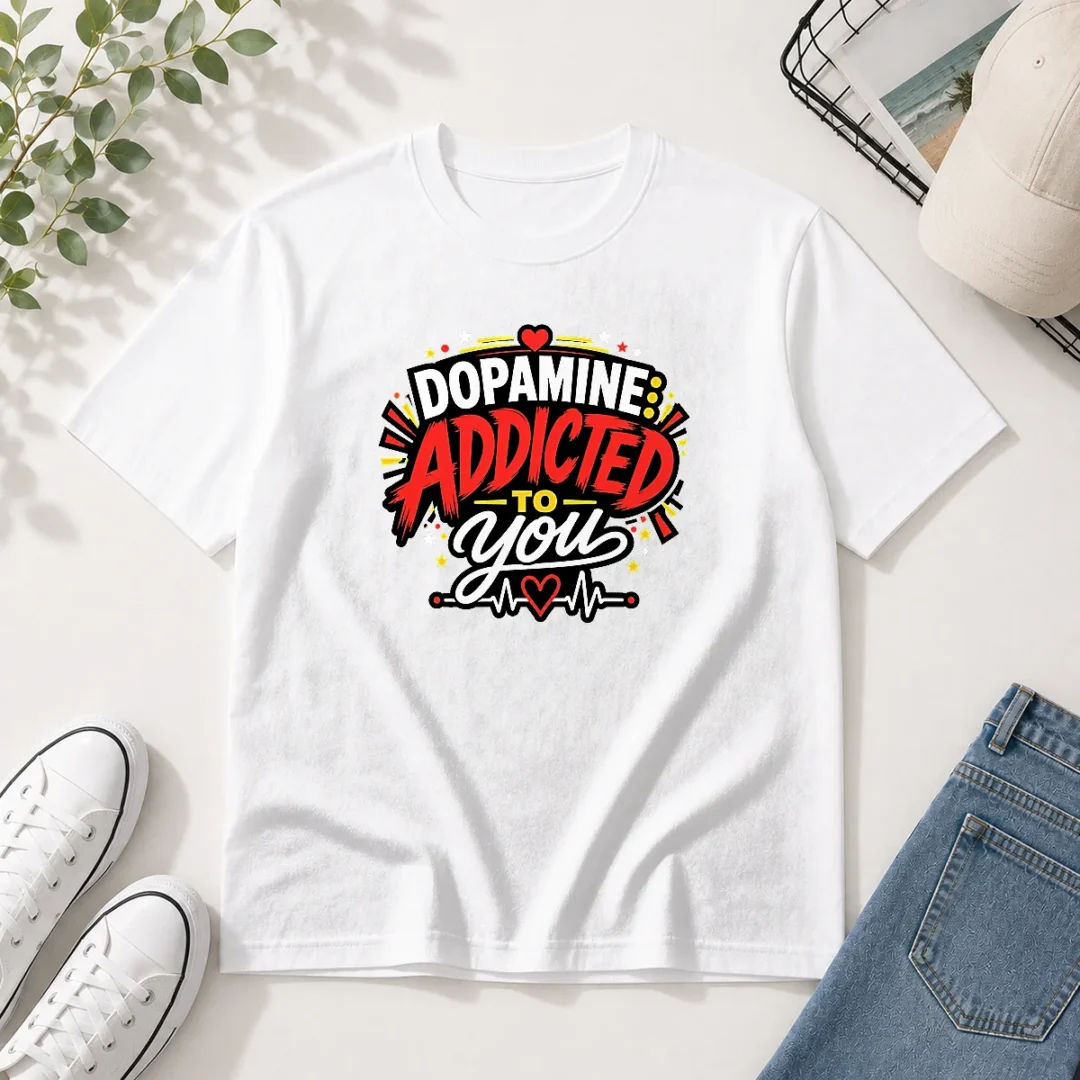 funny-dopamine-addicted-to-you-bold-typography-t-shirt-1 Funny Dopamine Addicted To You Bold Typography