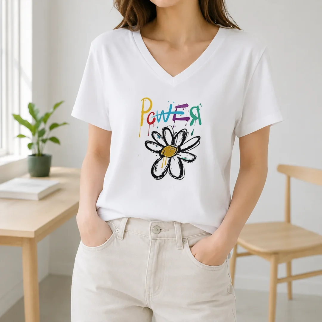 Funny Dragon Power World Tour Flower Handraw V Neck Shirt Funny Dragon Power World Tour Flower Handraw V-Neck Shirt