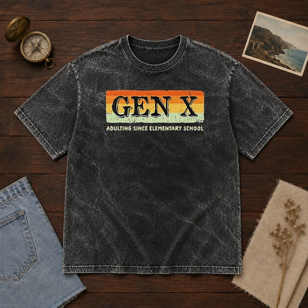 funny-gen-x-adulting-since-elementary-school-washed-t-shirt Funny Gen X Adulting Since Elementary School Washed T-Shirt