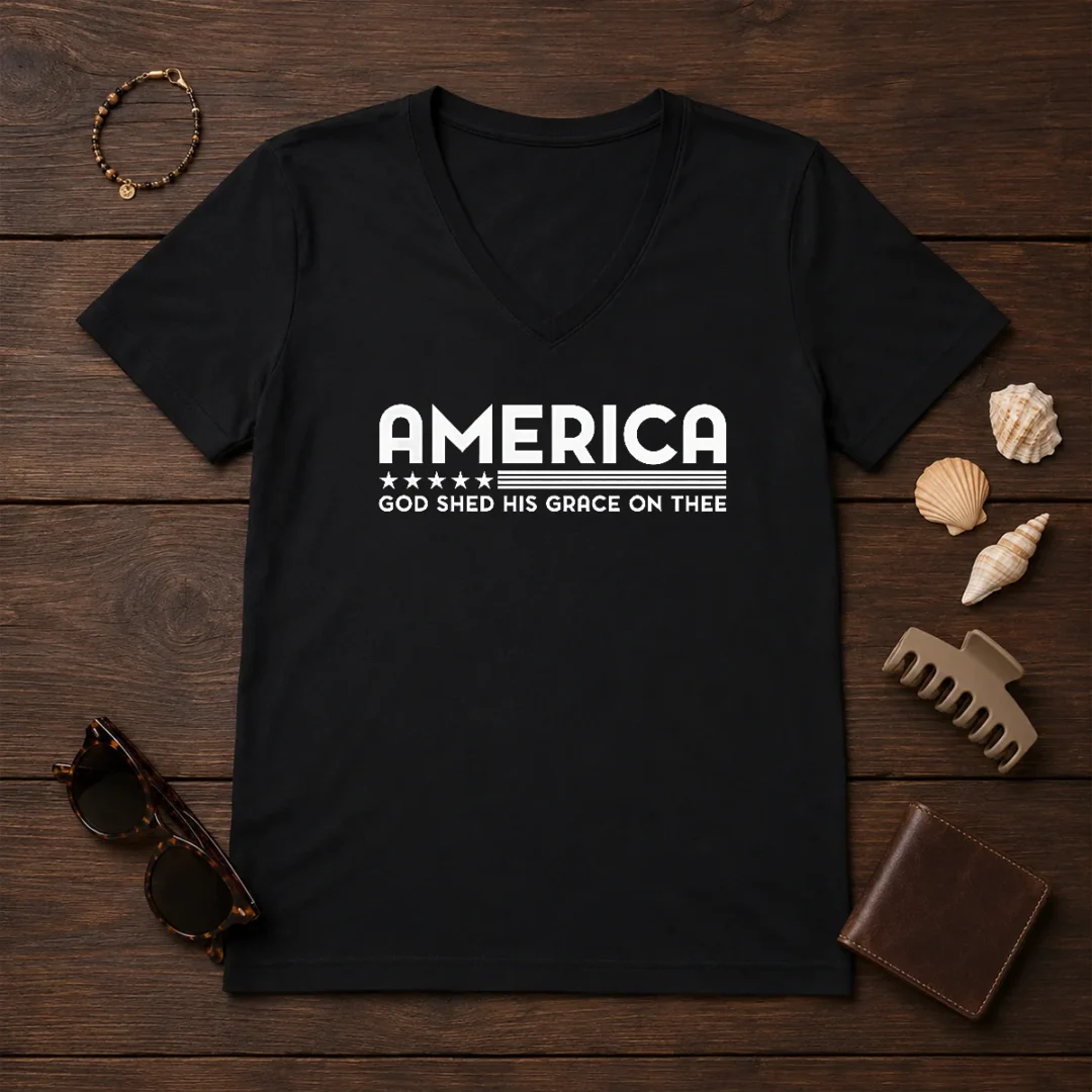 funny-god-shed-his-grace-on-thee-v-neck-shirt Funny God Shed His Grace On Thee V-Neck Shirt