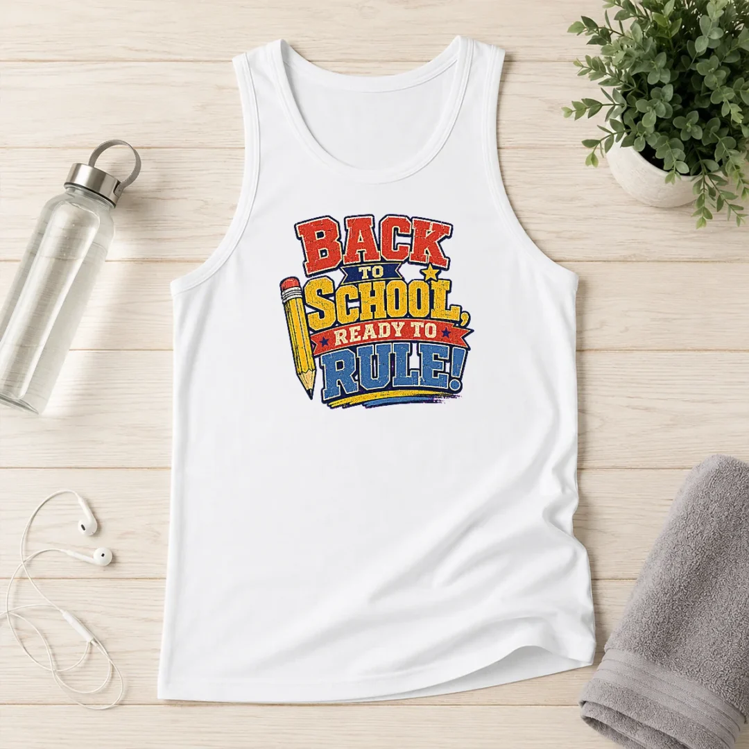 funny-hot-back-to-school-ready-to-rule-retro-distressed-tank-top Funny Hot Back To School Ready To Rule Retro Distressed Tank Top