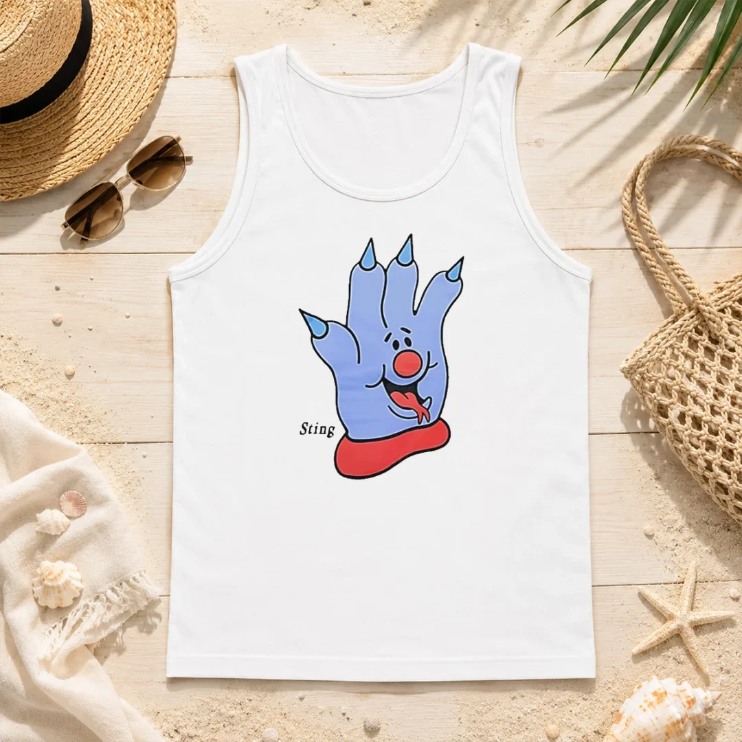 Funny Hot Sting Blue Cartoon Hand Character Mascot Tank Top Funny Hot Sting Blue Cartoon Hand Character Mascot Tank Top