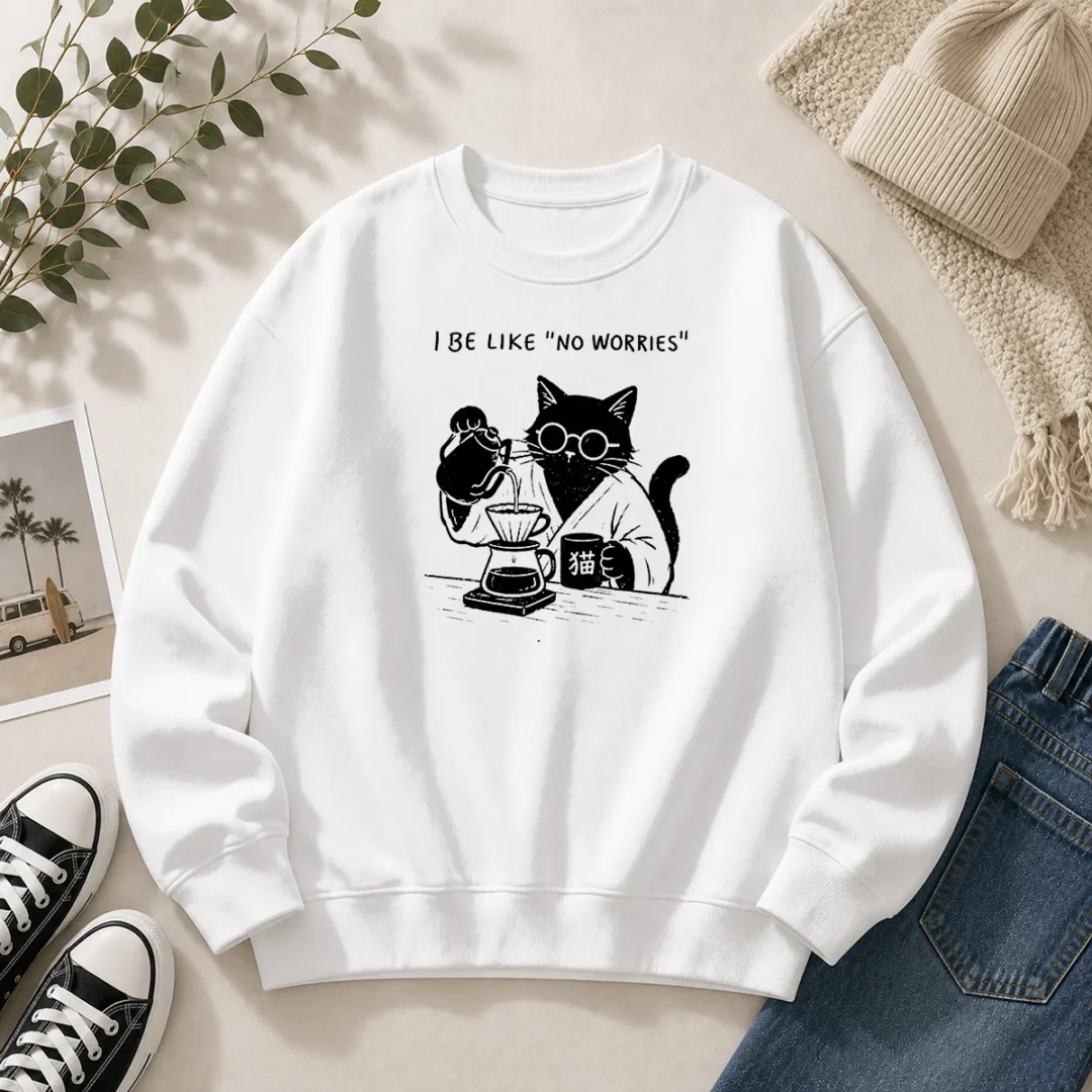 funny-i-be-like-no-worries-then-worries-black-cat-coffee-lover-sweater Funny I Be Like No Worries Then Worries Black Cat Coffee Lover Sweater