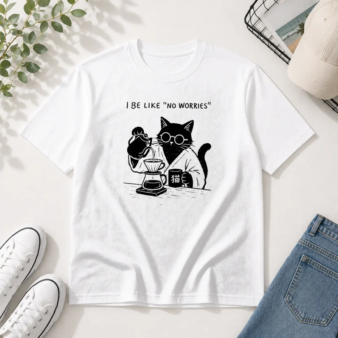 funny-i-be-like-no-worries-then-worries-black-cat-coffee-lover-t-shirt Funny I Be Like No Worries Then Worries Black Cat Coffee Lover