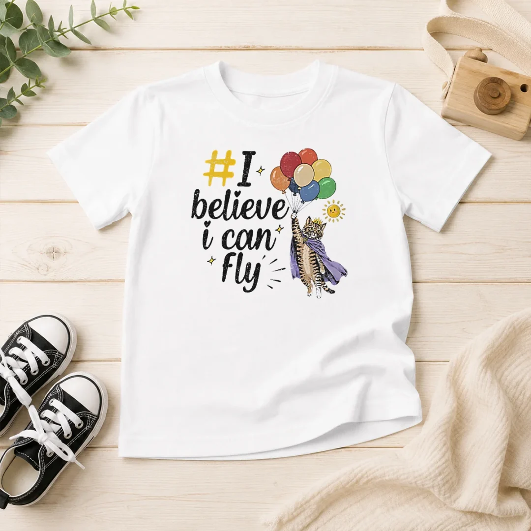 funny-i-believe-i-can-fly-cat-balloons-kids-t-shirt Funny I Believe I Can Fly Cat Balloons Kids T-Shirt