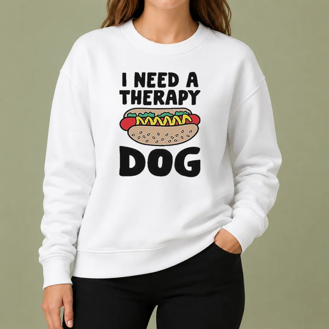 funny-i-need-a-therapy-dog-illustration-sweater Funny I Need A Therapy Dog Illustration Sweater