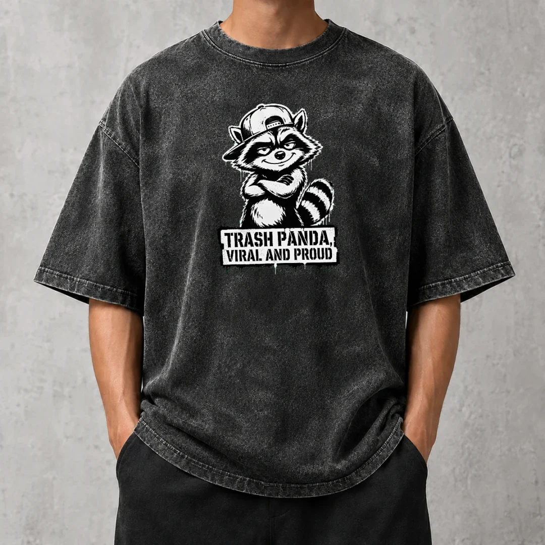 funny-jimothy-viral-raccoon-trash-panda-stencil-washed-t-shirt Funny Jimothy Viral Raccoon Trash Panda Stencil printed on a soft washed t shirt in light grey