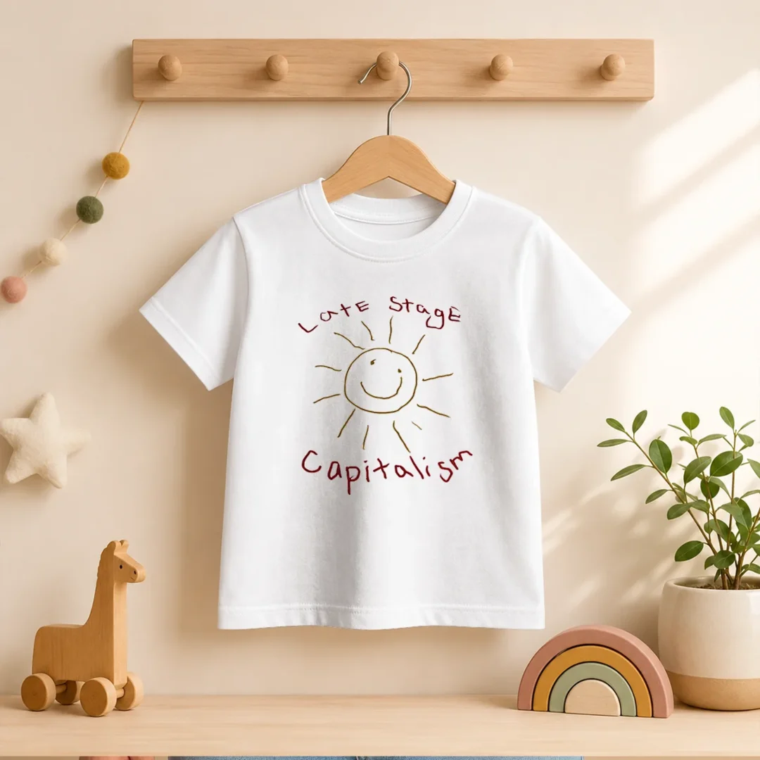 funny-late-stage-capitalism-smiley-face-political-satire-kids-t-shirt Funny Late Stage Capitalism Smiley Face Political Satire Kids T-Shirt
