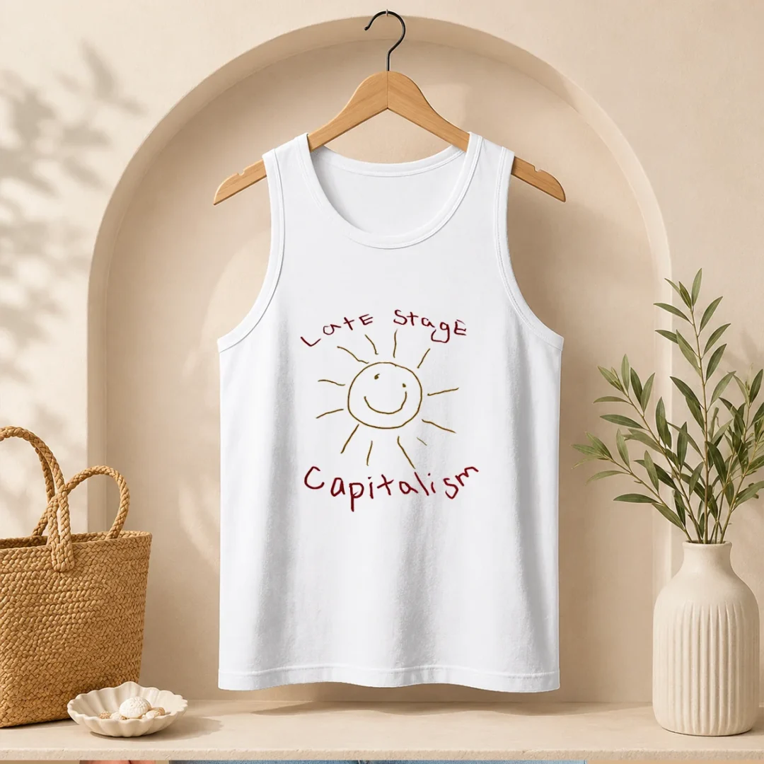 funny-late-stage-capitalism-smiley-face-political-satire-tank-top Funny Late Stage Capitalism Smiley Face Political Satire Tank Top