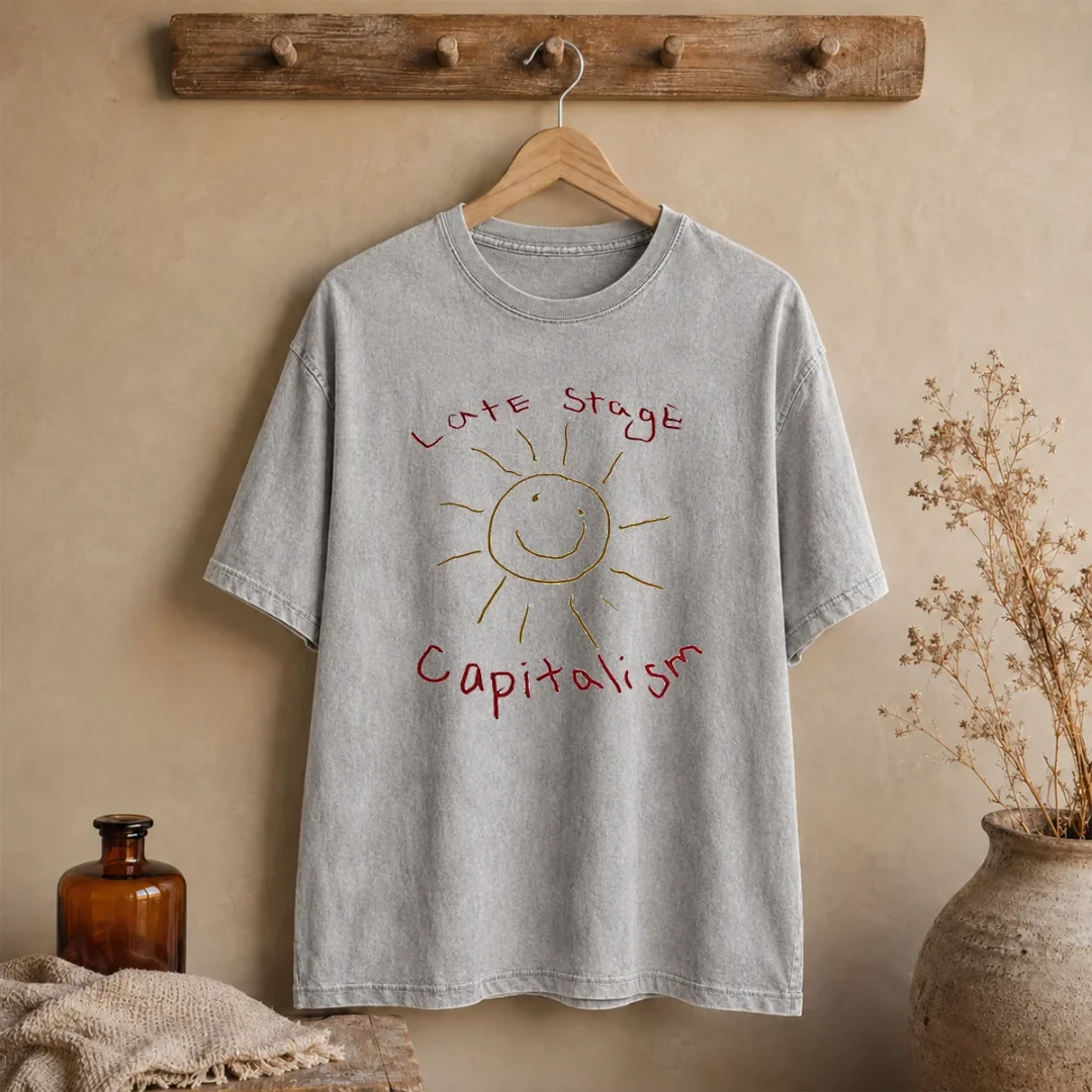 funny-late-stage-capitalism-smiley-face-political-satire-washed-t-shirt Funny Late Stage Capitalism Smiley Face Political Satire Washed T-Shirt