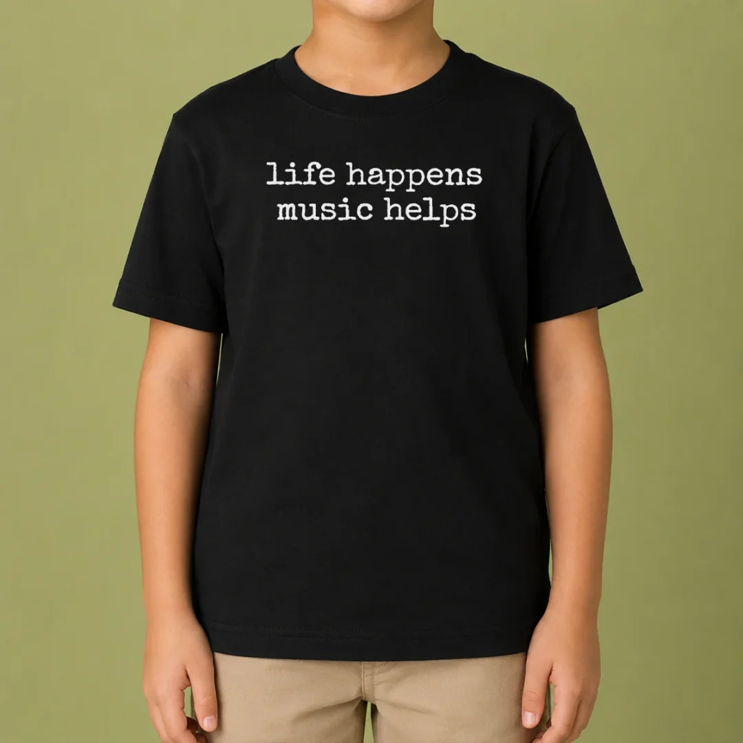funny-life-happens-music-helps-inspirational-quote-kids-t-shirt-2 Funny Life Happens Music Helps Inspirational Quote Kids T-Shirt