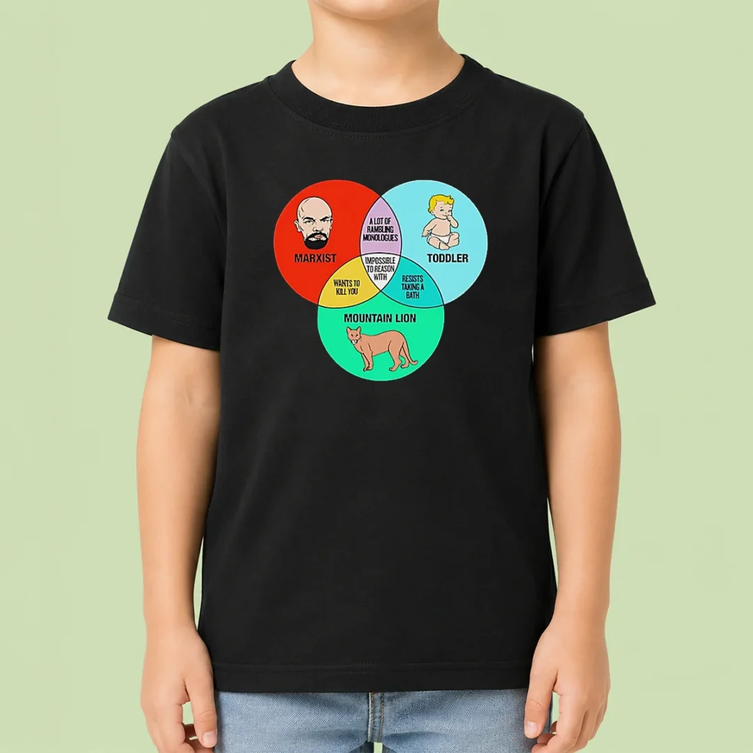 funny-marxist-toddler-and-mountain-lion-venn-diagram-impossible-to-reason-with-kids-t-shirt Funny Marxist Toddler And Mountain Lion Venn Diagram Impossible To Reason With Kids T-Shirt