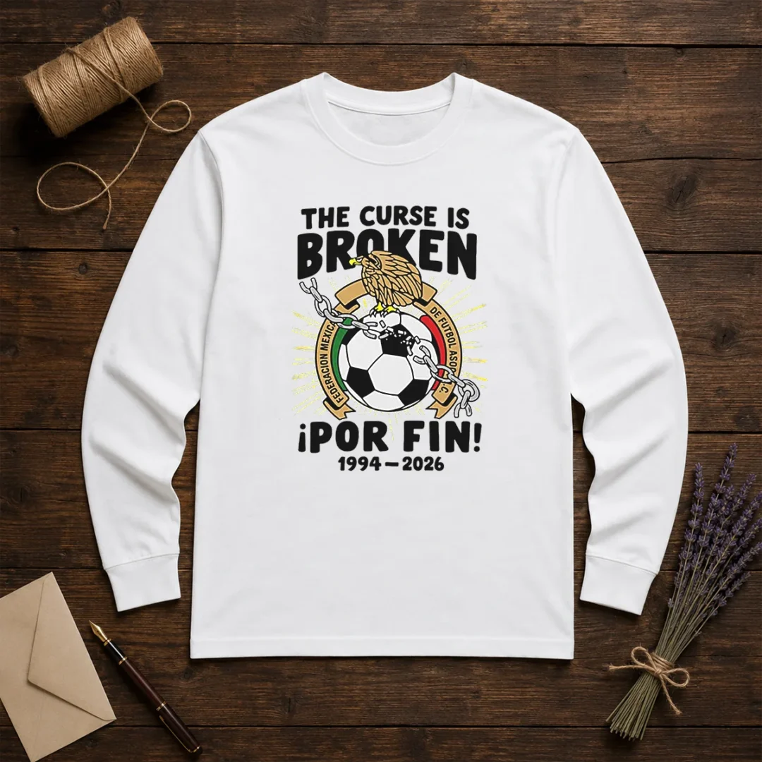 funny-mexico-national-football-team-1994-2026-the-curse-is-broken-por-fin-long-sleeve-shirt Funny Mexico National Football Team 1994 2026 The Curse Is Broken Por Fin long sleeve shirt in green with bold graphic