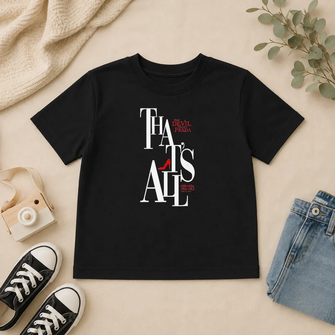 Funny Miranda Priestly Quote That'S All The Devil Wears Prada Red Heel Kids T Shirt Funny Miranda Priestly Quote That'S All The Devil Wears Prada Red Heel kids t shirt in red with bold graphic and text