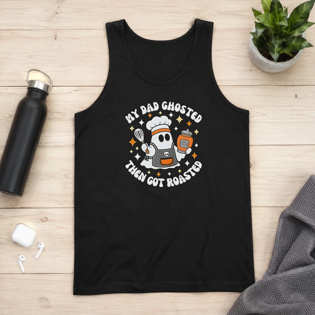 funny-my-dad-ghosted-then-got-roasted-halloween-chef-ghost-tank-top Funny My Dad Ghosted Then Got Roasted Halloween Chef Ghost Tank Top