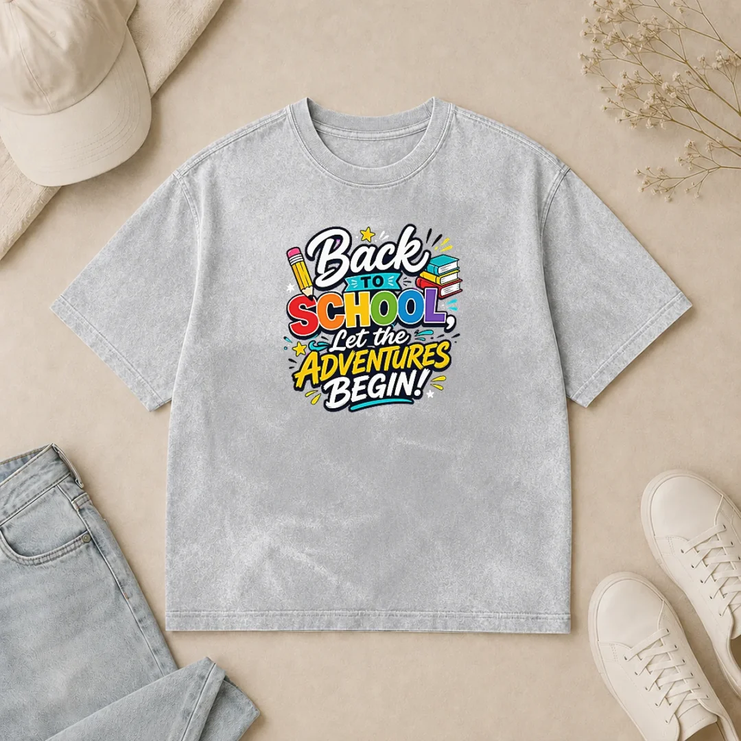 Funny Nice Back To School Adventures Typography Washed T Shirt Funny Nice Back To School Adventures Typography Washed T-Shirt