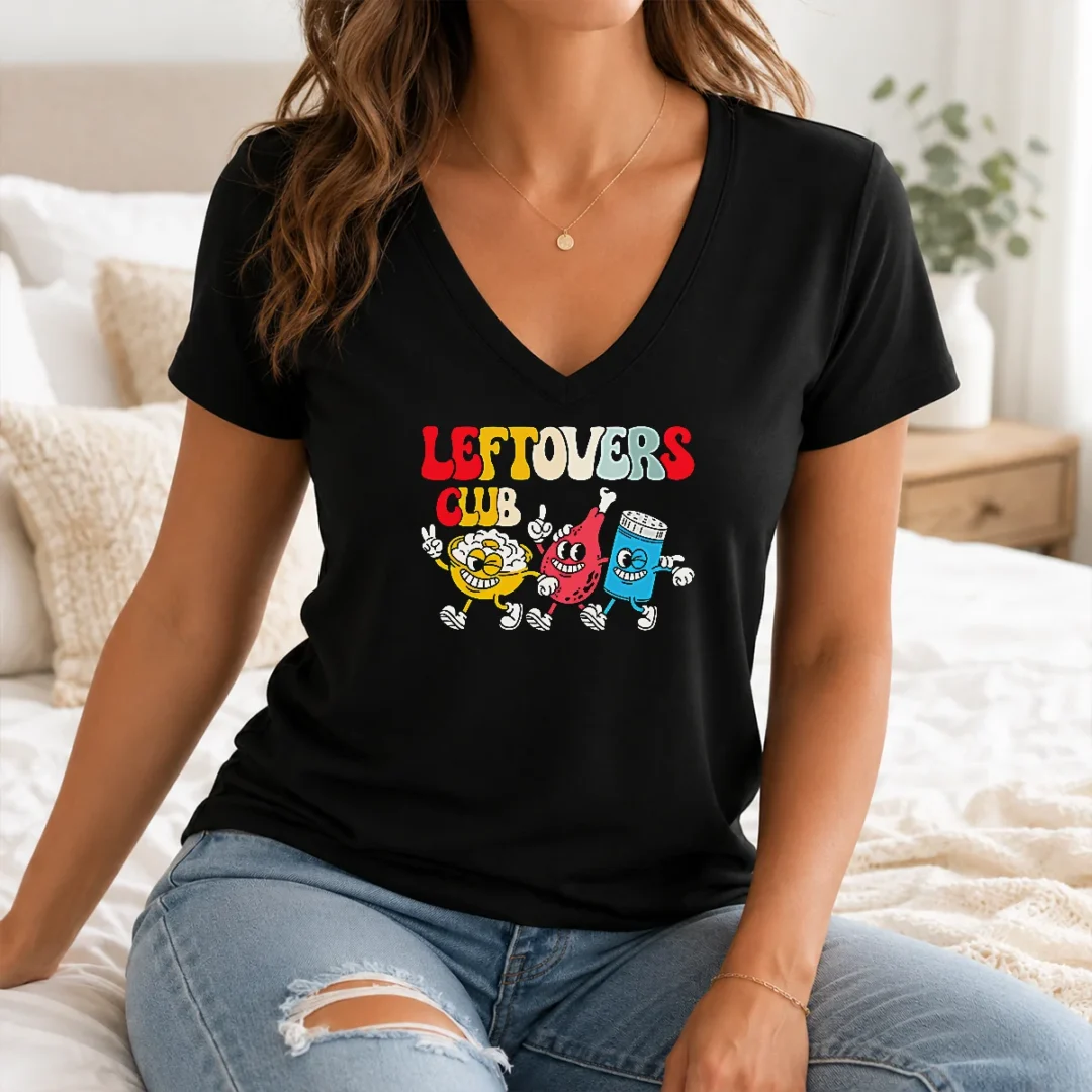 Funny Nice Leftovers Club Fun Foodie V Neck Shirt Funny Nice Leftovers Club Fun Foodie V-Neck Shirt