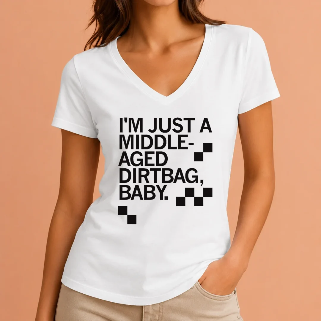 funny-nice-middle-aged-dirt-bag-v-neck-shirt Funny Nice Middle Aged Dirt Bag V-Neck Shirt