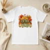 Funny Nice October Holiday Ireland Cozy Cottage Pixel t shirt in classic crew neck style with vibrant pixel art design