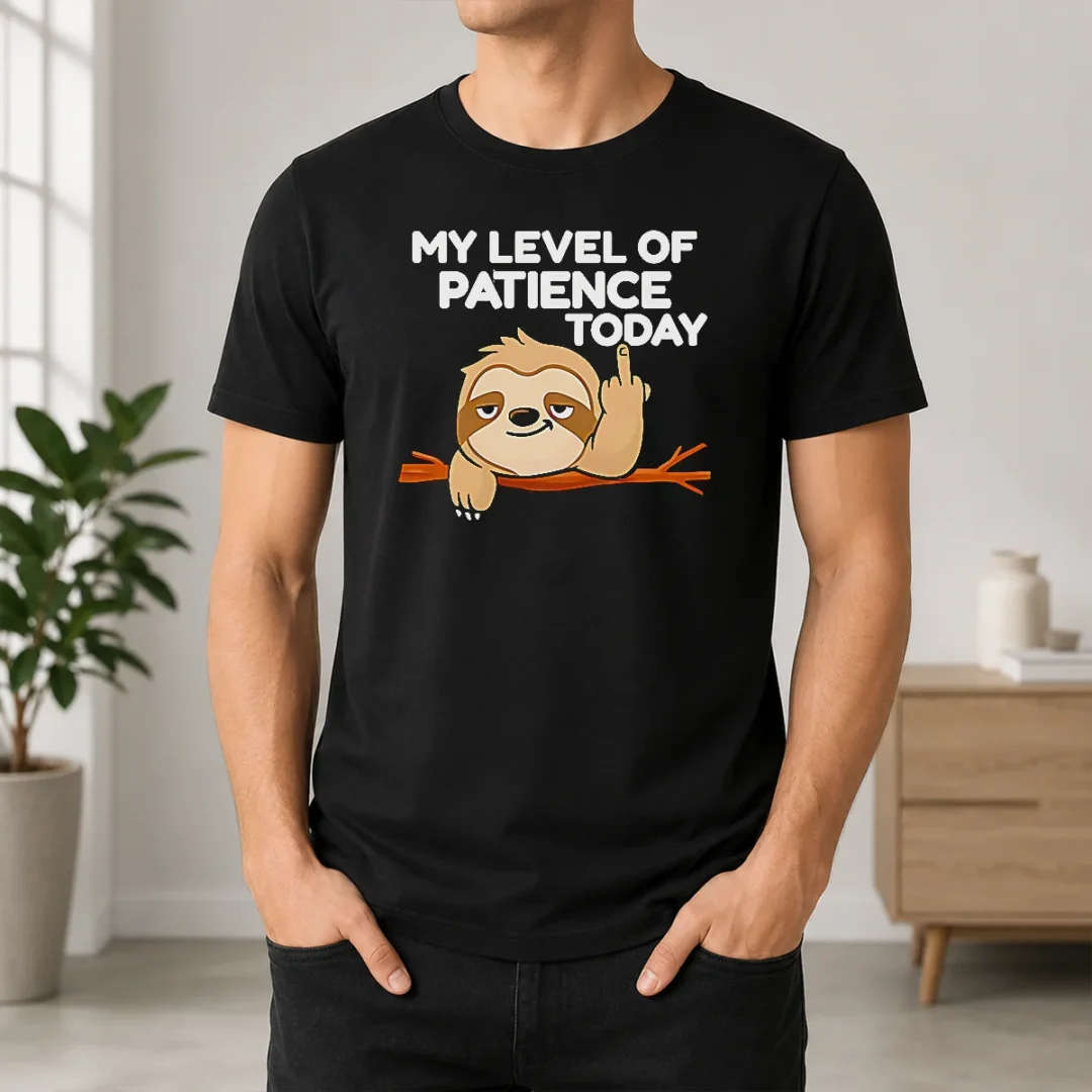 Funny Nice Sloth Middle Finger My Level Of Patience Today Cartoon t shirt Funny Nice Sloth Middle Finger My Level Of Patience Today Cartoon