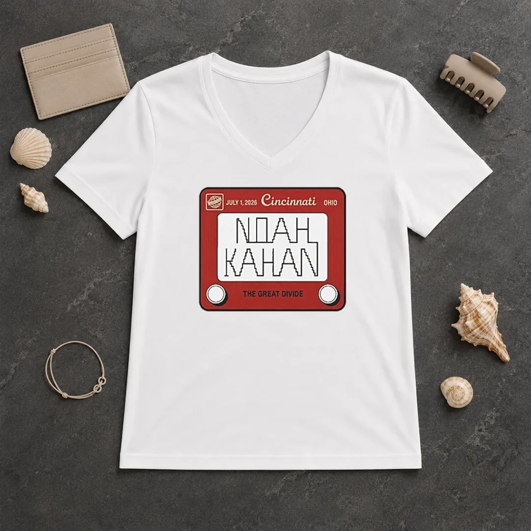 Funny Noah Kahan Great American Ball Park Cincinnati Reds Sticker July 01 2026 V Neck Shirt Funny Noah Kahan Great American Ball Park Cincinnati Reds Sticker July 01 2026 V Neck Shirt featuring a casual fit and soft fabric