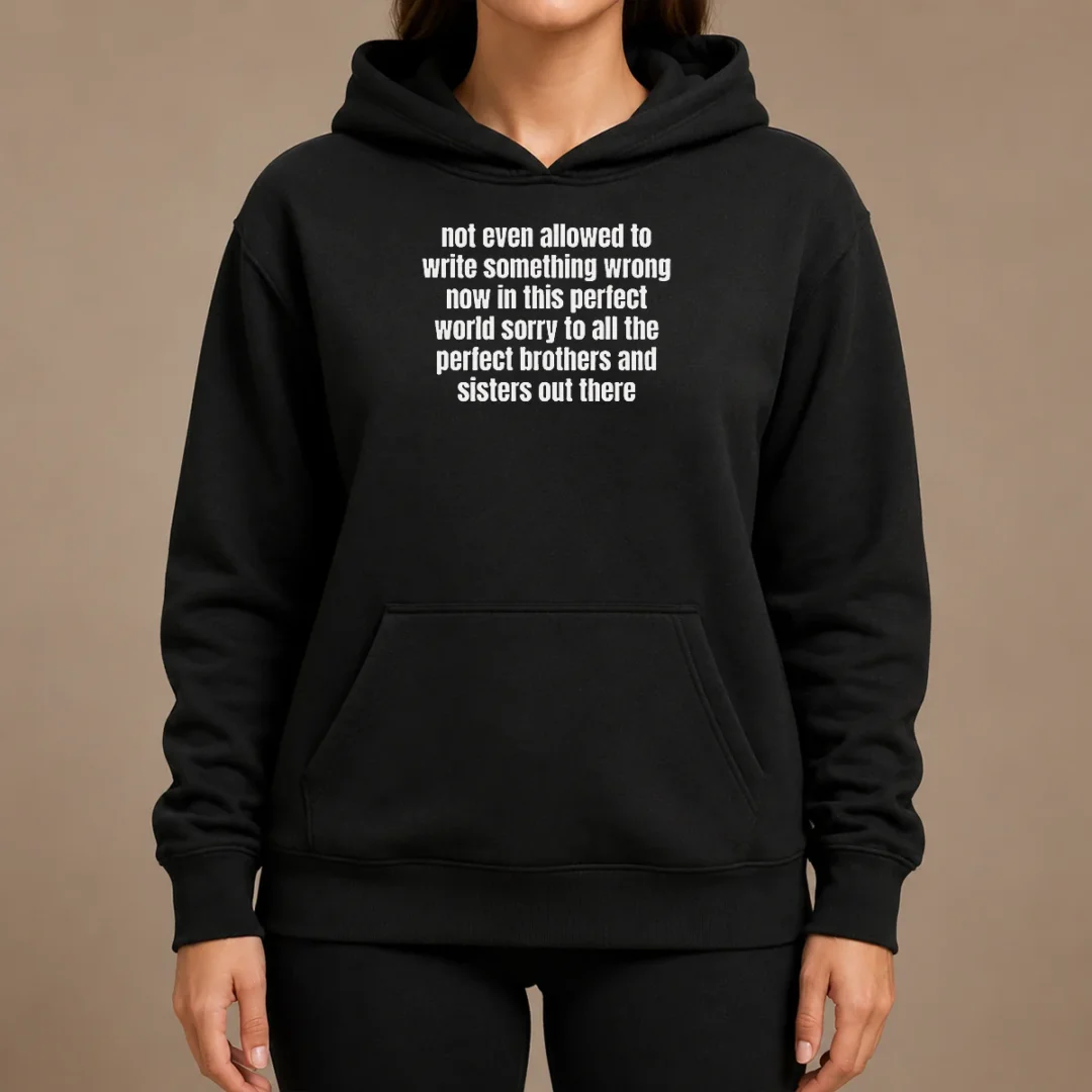 Funny Not Even Allowed To Write Something Wrong Now In This Perfect World Sorry To All The Perfect Brothers Hoodie Funny Not Even Allowed To Write Something Wrong Now In This Perfect World Sorry To All The Perfect Brothers Hoodie