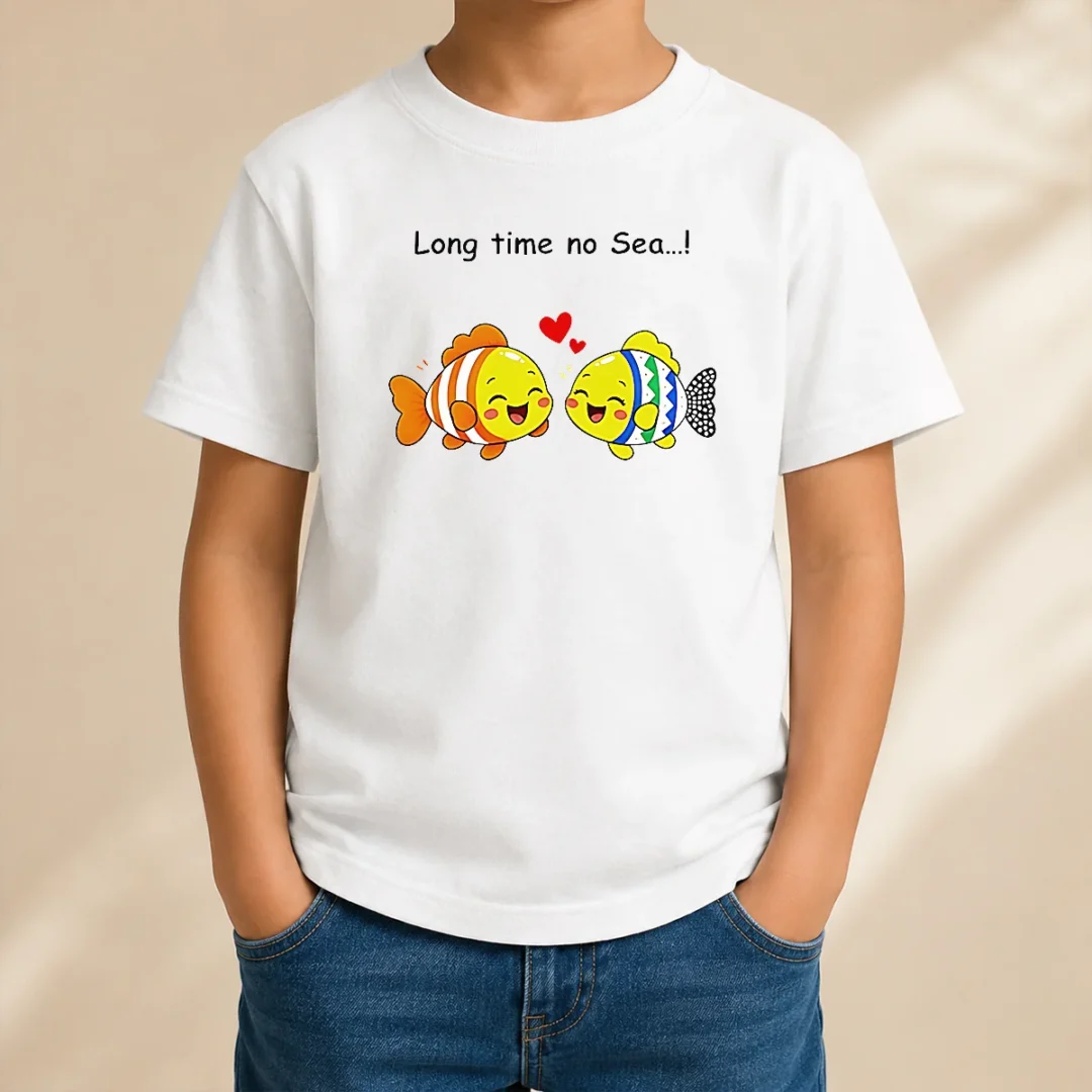 funny-official-cute-fish-couple-long-time-no-sea-pun-cartoon-illustration-animal-kids-t-shirt Funny Official Cute Fish Couple Long Time No Sea Pun Cartoon Illustration Animal Kids T-Shirt