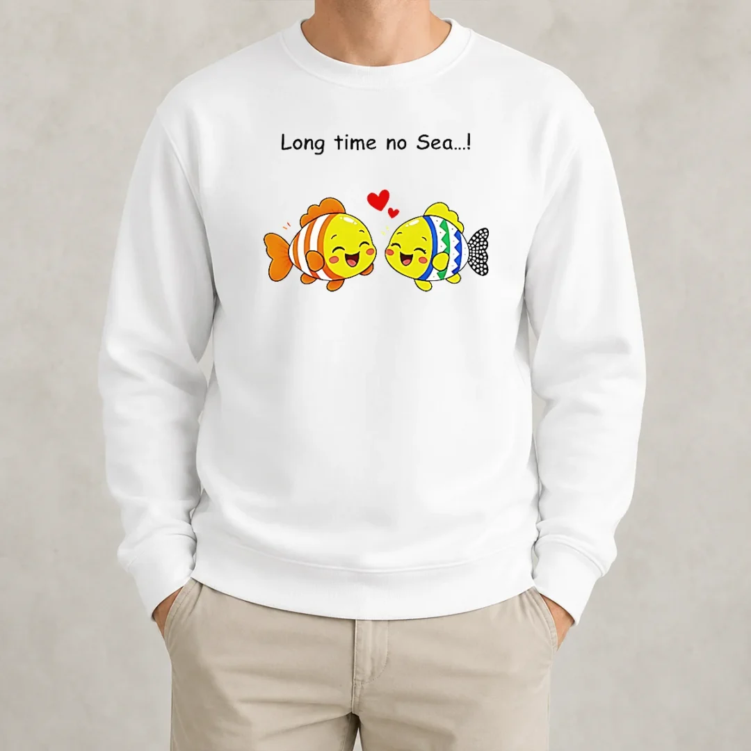 funny-official-cute-fish-couple-long-time-no-sea-pun-cartoon-illustration-animal-sweater Funny Official Cute Fish Couple Long Time No Sea Pun Cartoon Illustration Animal Sweater