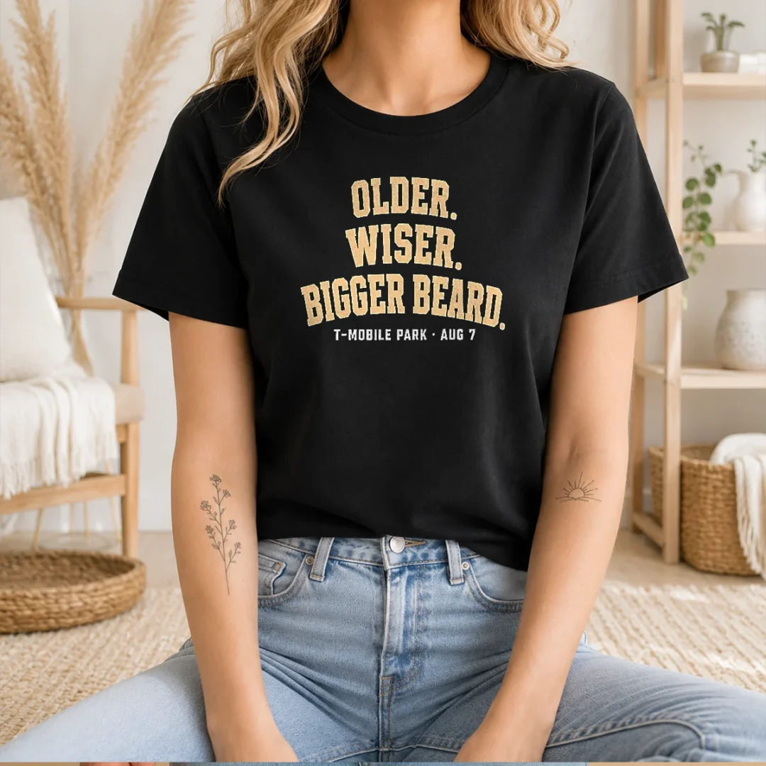 funny-older-wiser-bigger-beard-t-mobile-park-aug-7-t-shirt-1 Funny Older Wiser Bigger Beard T Mobile Park Aug 7