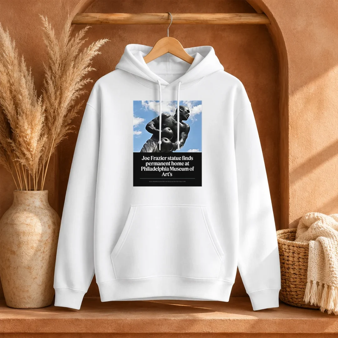 funny-pretty-joe-frazier-statue-finds-permanent-home-at-philadelphia-museum-of-art-s-hoodie Funny Pretty Joe Frazier Statue Finds Permanent Home At Philadelphia Museum Of Art'S Hoodie in charcoal gray with front pocket and drawstring hood