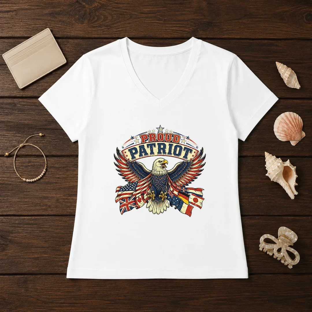 funny-proud-patriot-vintage-shirt-with-soaring-eagle-v-neck-shirt Funny Proud Patriot Vintage Shirt With Soaring Eagle V-Neck Shirt