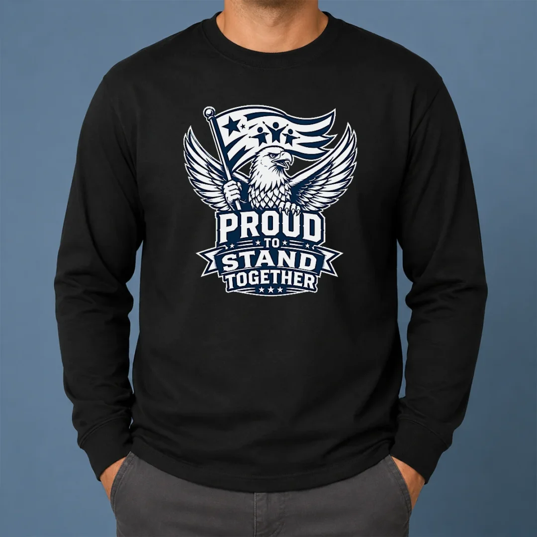 Funny Proud To Stand Together Eagle Line Art Long Sleeve Shirt Funny Proud To Stand Together Eagle Line Art Long Sleeve Shirt