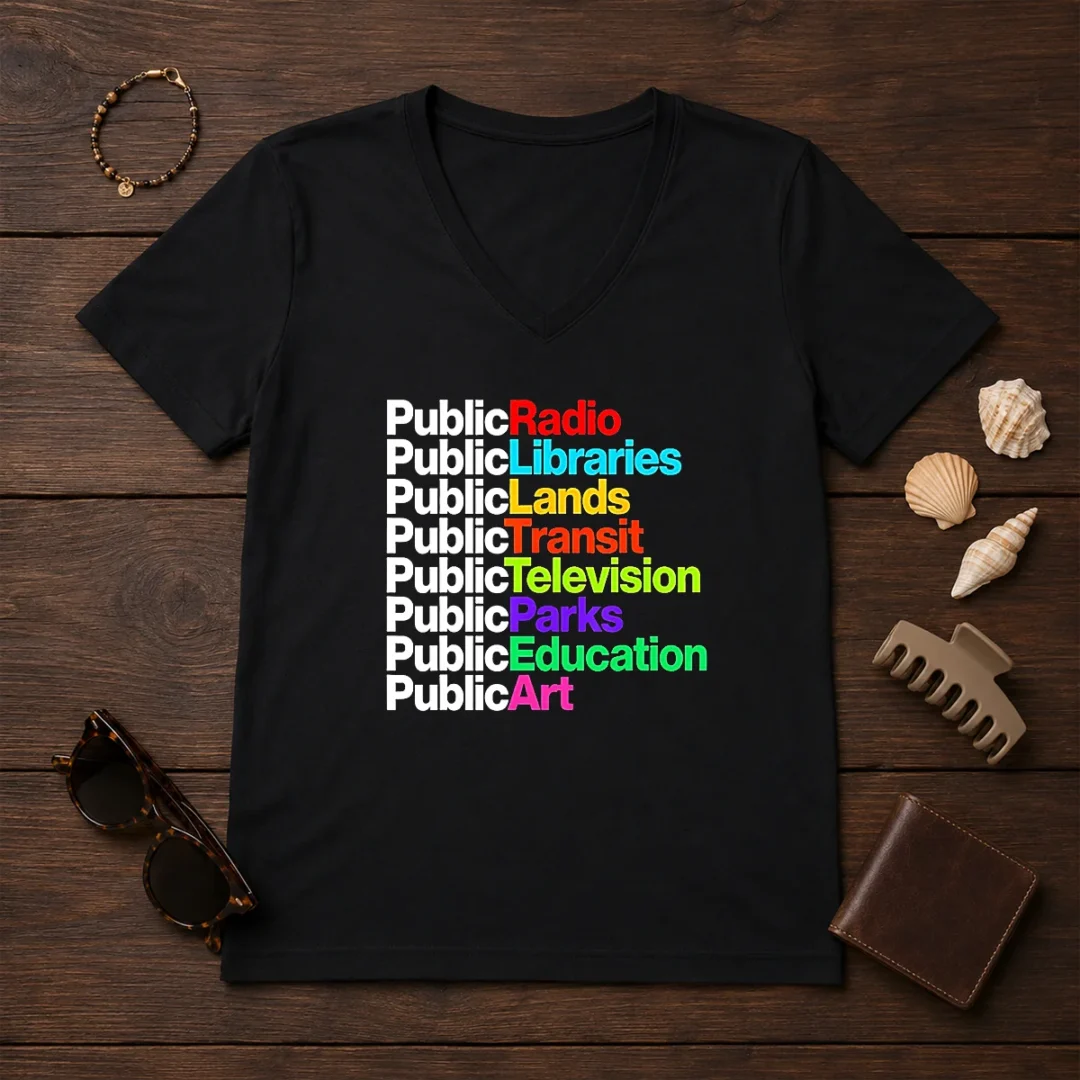 funny-public-radio-libraries-lands-transit-television-parks-education-art-v-neck-shirt Funny Public Radio Libraries Lands Transit Television Parks Education Art V-Neck Shirt