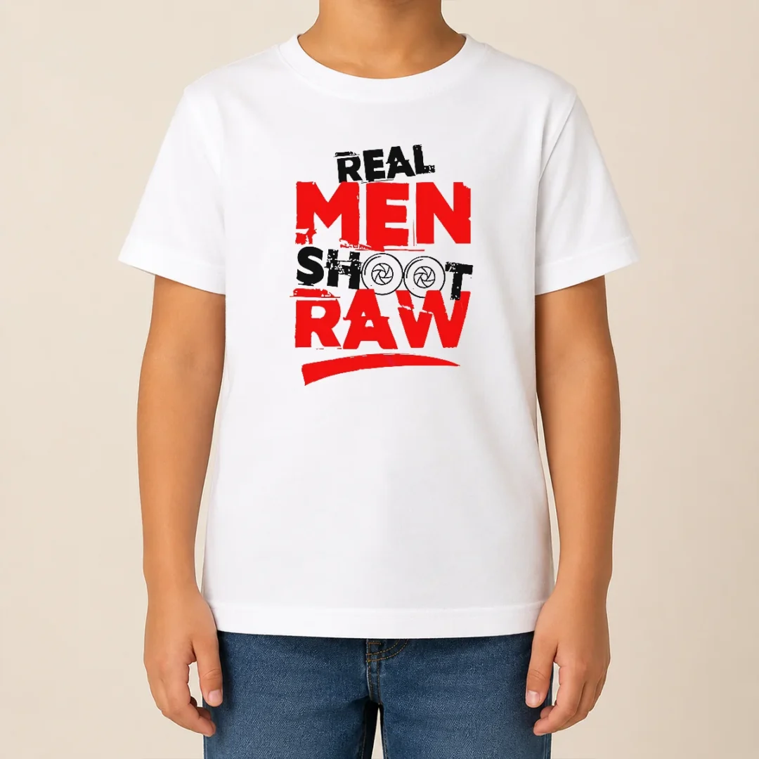 Funny Real Men Shoot Raw Photography Camera Shutter Aperture Kids T Shirt Funny Real Men Shoot Raw Photography Camera Shutter Aperture Kids T-Shirt