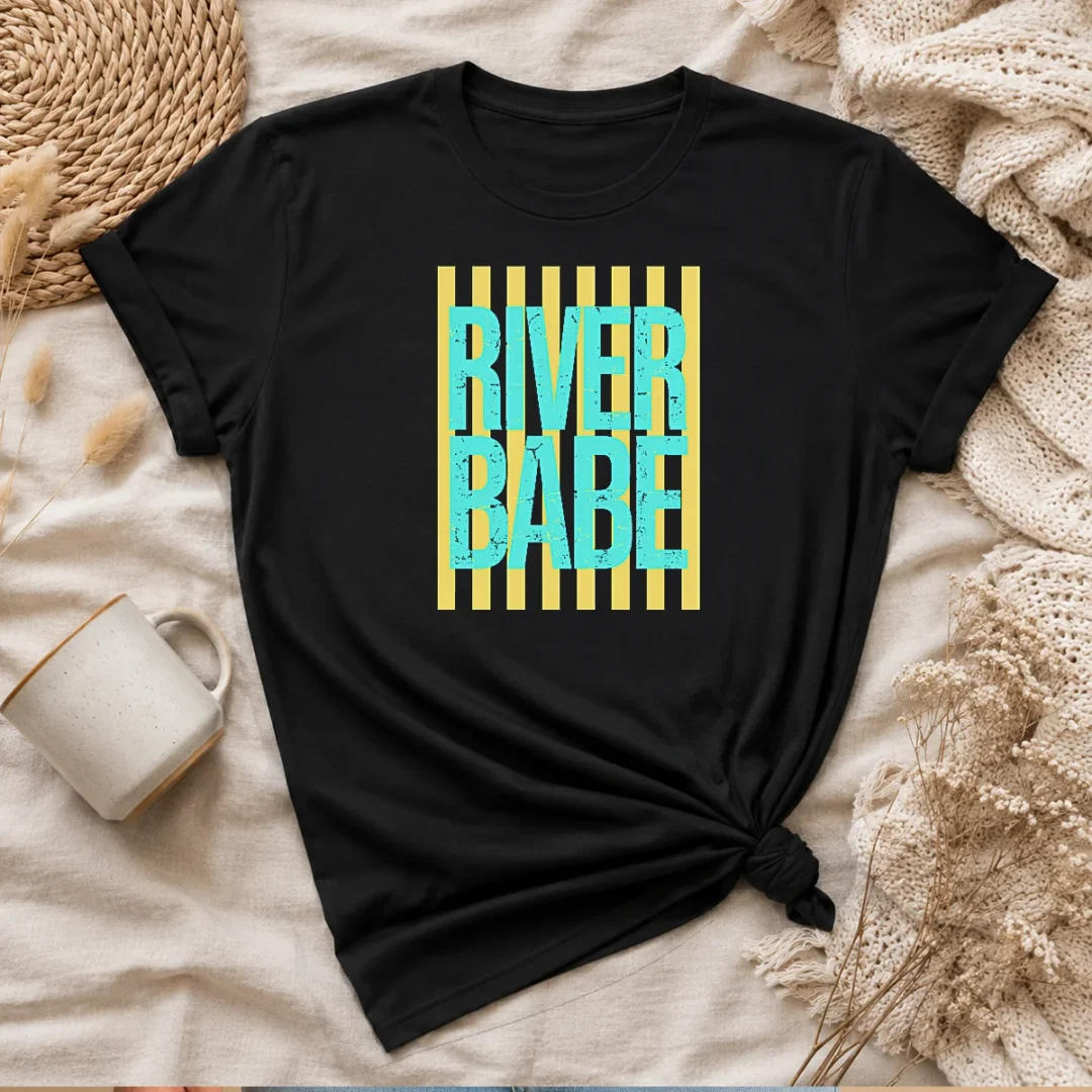 funny-river-babe-retro-stripes-sunshine-t-shirt Funny River Babe Retro Stripes Sunshine